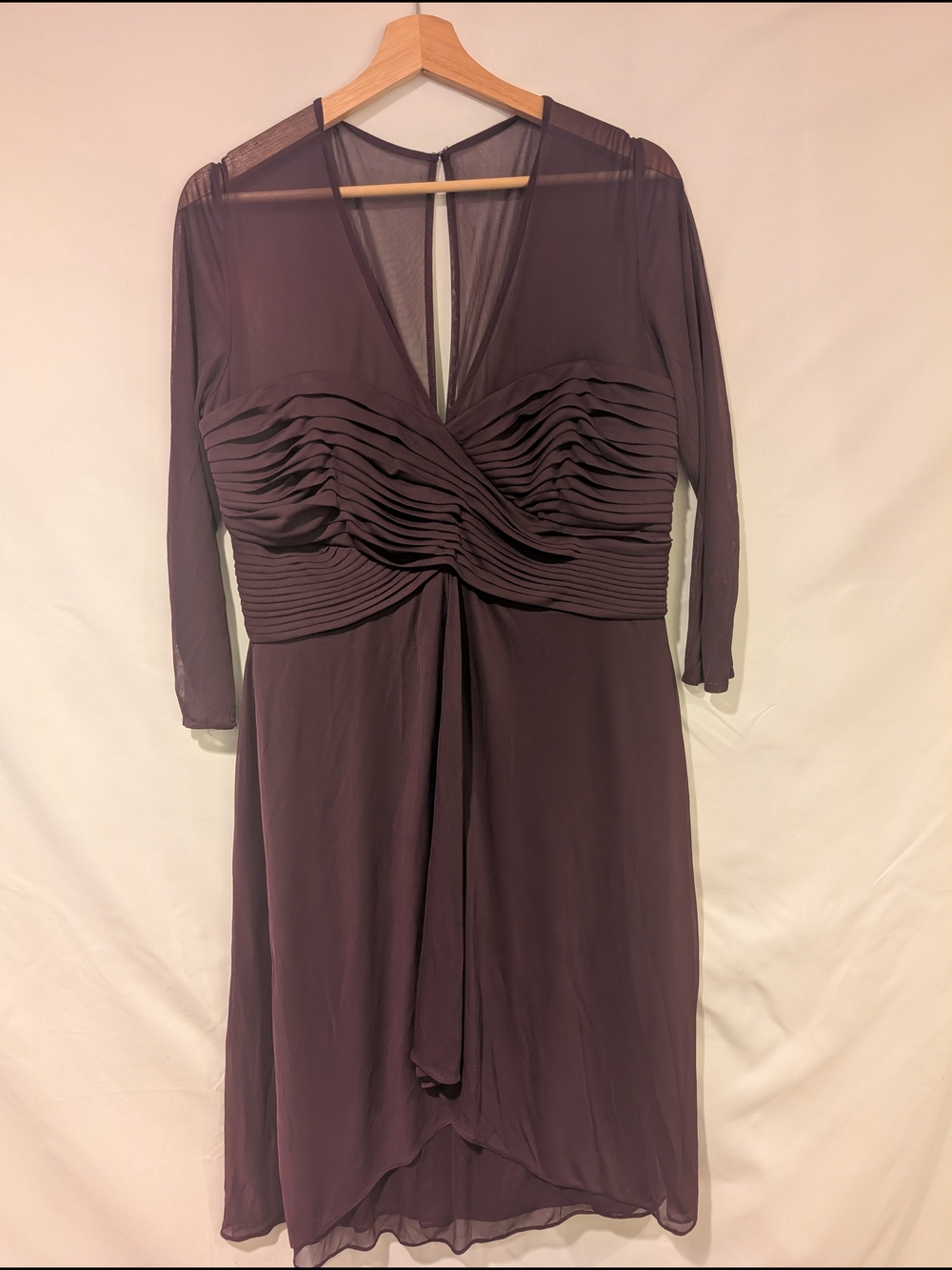 Alex Evenings Plum Ruched V-Neck Chiffon Dress